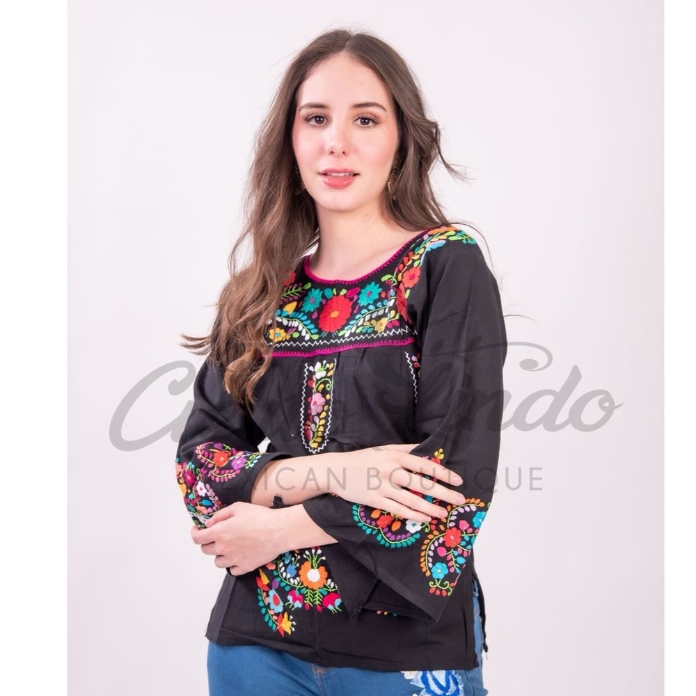 Barbara Long Sleeve Red Blouse - Picture 6 of 6